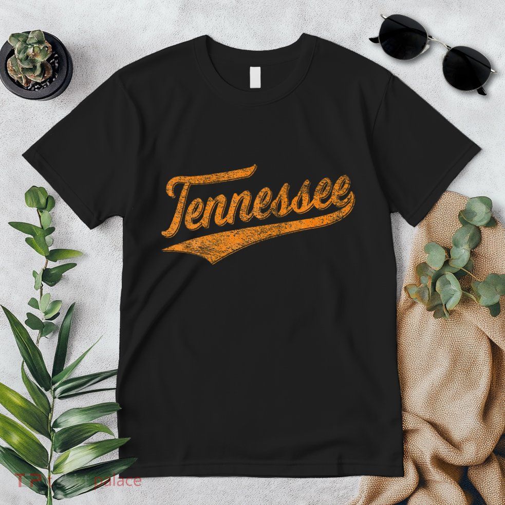 Tennessee Baseball Sports Script Cursive Flag Swoosh Premium T-Shirt