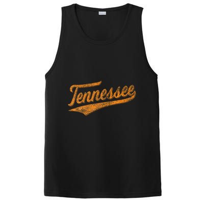 Tennessee Baseball Sports Script Cursive Flag Swoosh PosiCharge Competitor Tank