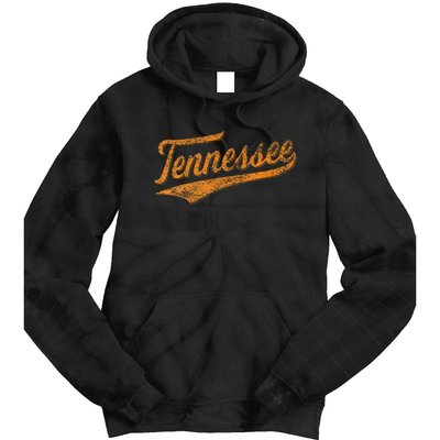 Tennessee Baseball Sports Script Cursive Flag Swoosh Tie Dye Hoodie