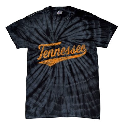 Tennessee Baseball Sports Script Cursive Flag Swoosh Tie-Dye T-Shirt