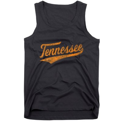Tennessee Baseball Sports Script Cursive Flag Swoosh Tank Top