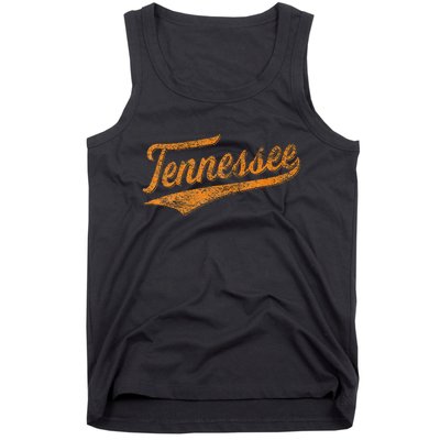 Tennessee Baseball Sports Script Cursive Flag Swoosh Tank Top