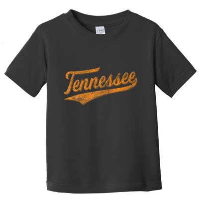 Tennessee Baseball Sports Script Cursive Flag Swoosh Toddler T-Shirt