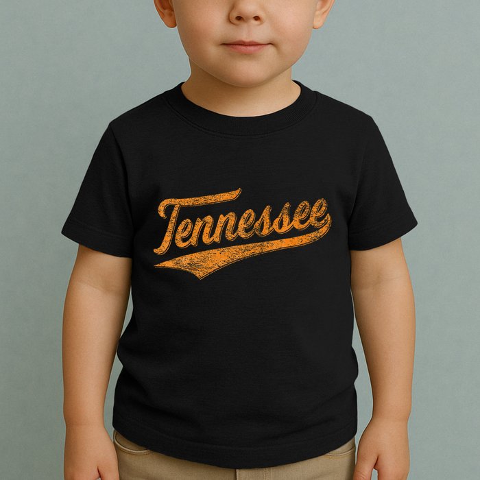 Tennessee Baseball Sports Script Cursive Flag Swoosh Toddler T-Shirt