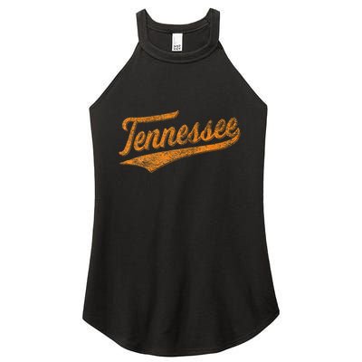 Tennessee Baseball Sports Script Cursive Flag Swoosh Women's Perfect Tri Rocker Tank