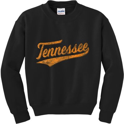Tennessee Baseball Sports Script Cursive Flag Swoosh Kids Sweatshirt