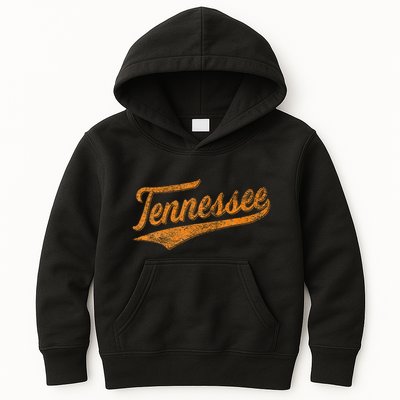 Tennessee Baseball Sports Script Cursive Flag Swoosh Kids Hoodie