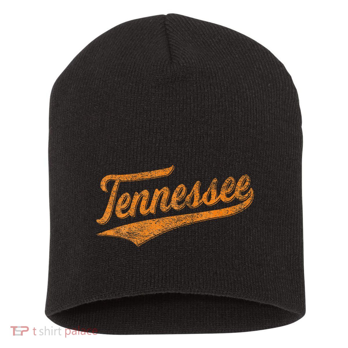 Tennessee Baseball Sports Script Cursive Flag Swoosh Short Acrylic Beanie