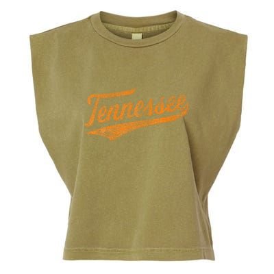 Tennessee Baseball Sports Script Cursive Flag Swoosh Garment-Dyed Women's Muscle Tee