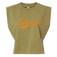 Tennessee Baseball Sports Script Cursive Flag Swoosh Garment-Dyed Women's Muscle Tee