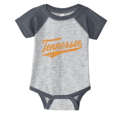 Tennessee Baseball Sports Script Cursive Flag Swoosh Infant Baby Jersey Bodysuit