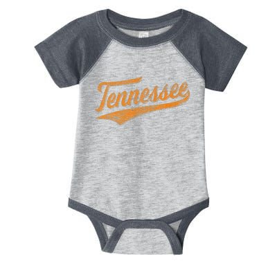 Tennessee Baseball Sports Script Cursive Flag Swoosh Infant Baby Jersey Bodysuit