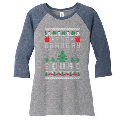 The Bearday Squad Ugly Christmas Women's Tri-Blend 3/4-Sleeve Raglan Shirt