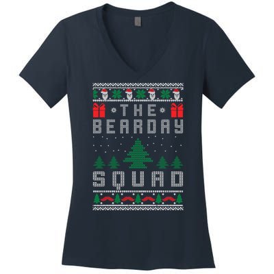 The Bearday Squad Ugly Christmas Women's V-Neck T-Shirt