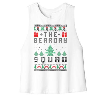 The Bearday Squad Ugly Christmas Women's Racerback Cropped Tank