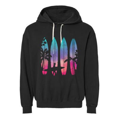 Tropical Beach Surf Surfboard Surfing Surfer Ocean Surfing Garment-Dyed Fleece Hoodie