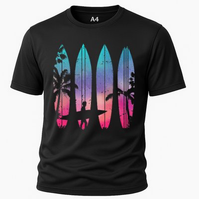 Tropical Beach Surf Surfboard Surfing Surfer Ocean Surfing Cooling Performance Crew T-Shirt