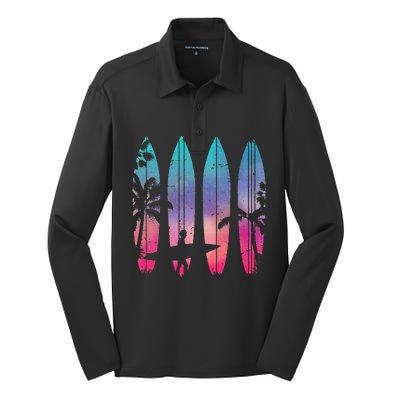 Tropical Beach Surf Surfboard Surfing Surfer Ocean Surfing Silk Touch Performance Long Sleeve Polo