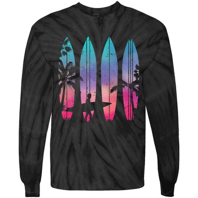 Tropical Beach Surf Surfboard Surfing Surfer Ocean Surfing Tie-Dye Long Sleeve Shirt