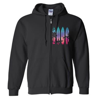 Tropical Beach Surf Surfboard Surfing Surfer Ocean Surfing Full Zip Hoodie