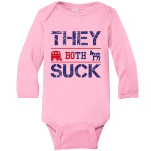 They Both Suck Anti Political Baby Long Sleeve Bodysuit