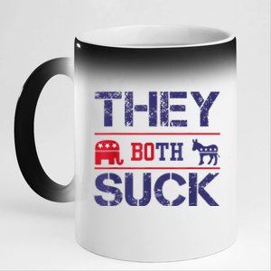 They Both Suck Funny Anti Political Party Libertarian 11oz Black Color Changing Mug