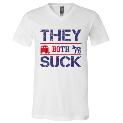 They Both Suck Funny Anti Political Party Libertarian V-Neck T-Shirt