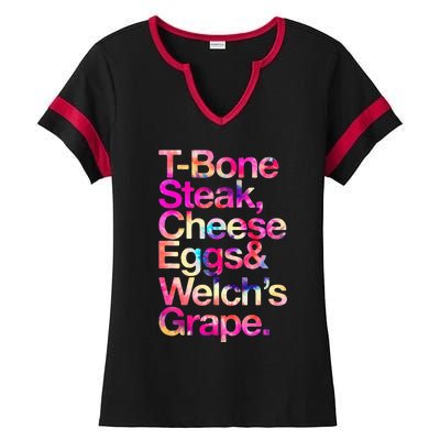 T Bone Steak Cheese Eggs WelchS Grape Ladies Halftime Notch Neck Tee