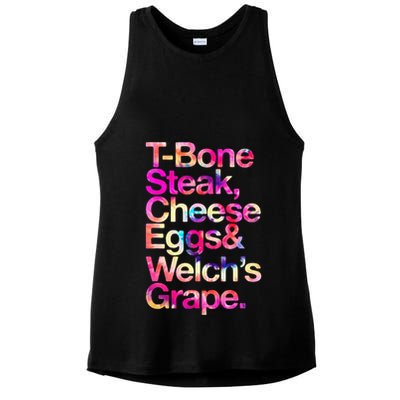 T Bone Steak Cheese Eggs WelchS Grape Ladies PosiCharge Tri-Blend Wicking Tank