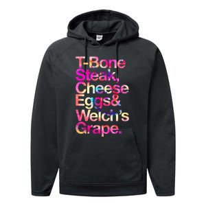 T Bone Steak Cheese Eggs WelchS Grape Performance Fleece Hoodie