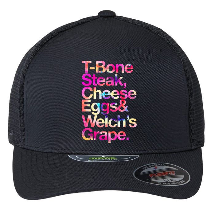 T Bone Steak Cheese Eggs WelchS Grape Flexfit Unipanel Trucker Cap