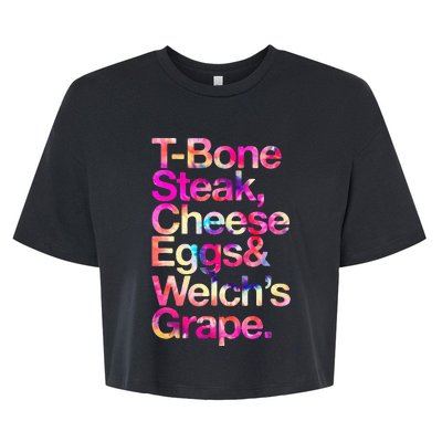 T Bone Steak Cheese Eggs WelchS Grape Bella+Canvas Jersey Crop Tee