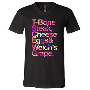 T Bone Steak Cheese Eggs WelchS Grape V-Neck T-Shirt