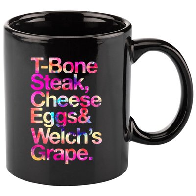 T Bone Steak Cheese Eggs WelchS Grape 11oz C Handle Ceramic Mug