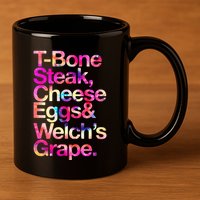 T Bone Steak Cheese Eggs WelchS Grape 11oz C Handle Ceramic Mug