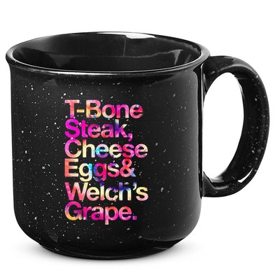 T Bone Steak Cheese Eggs WelchS Grape 15oz Campfire Ceramic Mug
