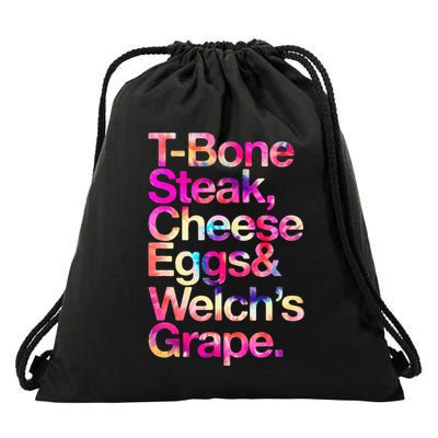 T Bone Steak Cheese Eggs WelchS Grape Drawstring Bag