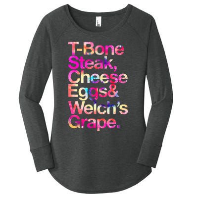 T Bone Steak Cheese Eggs WelchS Grape Women's Perfect Tri Tunic Long Sleeve Shirt