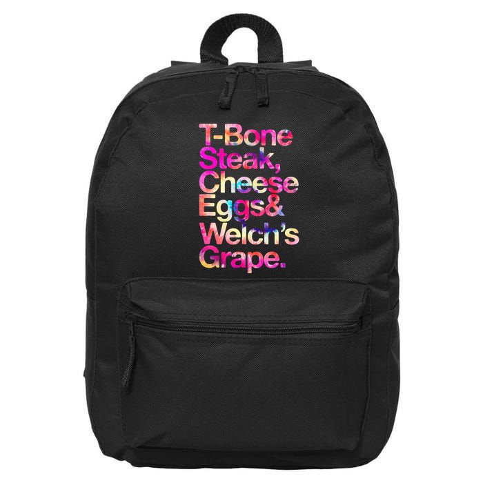 T Bone Steak Cheese Eggs WelchS Grape 16 in Basic Backpack