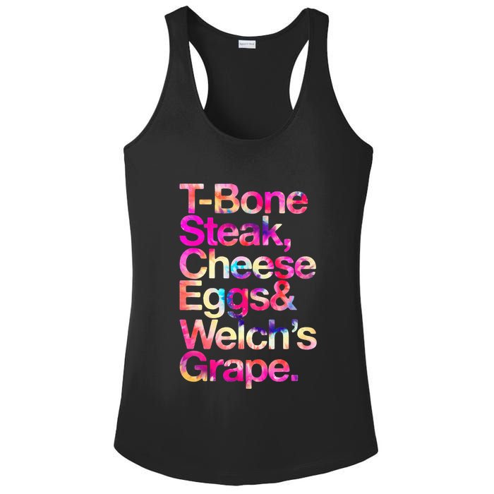 T Bone Steak Cheese Eggs WelchS Grape Ladies PosiCharge Competitor Racerback Tank