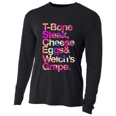 T Bone Steak Cheese Eggs WelchS Grape Cooling Performance Long Sleeve Crew