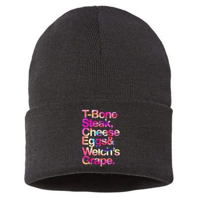 T Bone Steak Cheese Eggs WelchS Grape Sustainable Knit Beanie