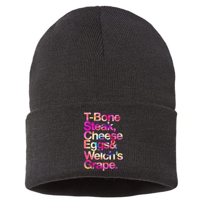 T Bone Steak Cheese Eggs WelchS Grape Sustainable Knit Beanie