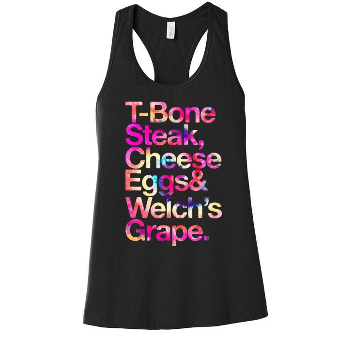 T Bone Steak Cheese Eggs WelchS Grape Women's Racerback Tank