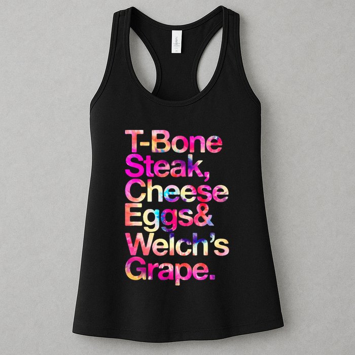 T Bone Steak Cheese Eggs WelchS Grape Womens Tank Top