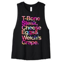 T Bone Steak Cheese Eggs WelchS Grape Women's Racerback Cropped Tank