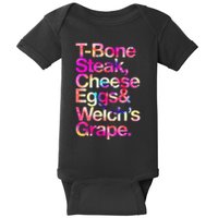 T Bone Steak Cheese Eggs WelchS Grape Baby Bodysuit