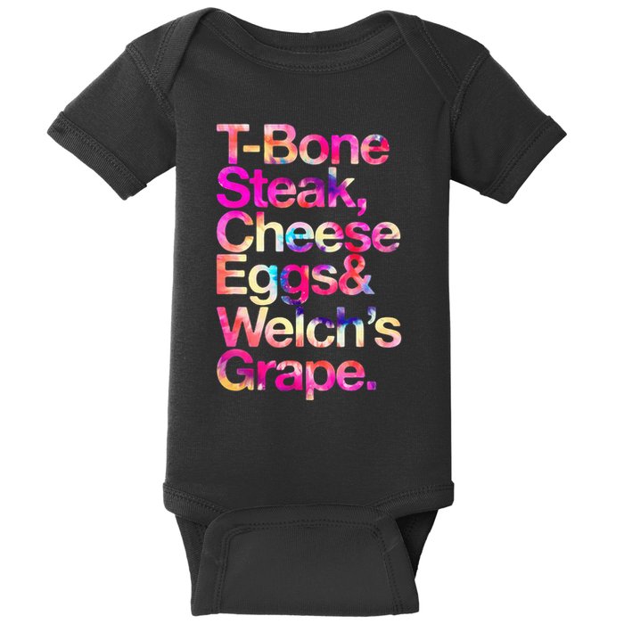 T Bone Steak Cheese Eggs WelchS Grape Baby Bodysuit
