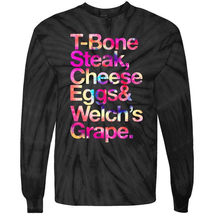 T Bone Steak Cheese Eggs WelchS Grape Tie-Dye Long Sleeve Shirt