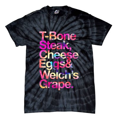 T Bone Steak Cheese Eggs WelchS Grape Tie-Dye T-Shirt